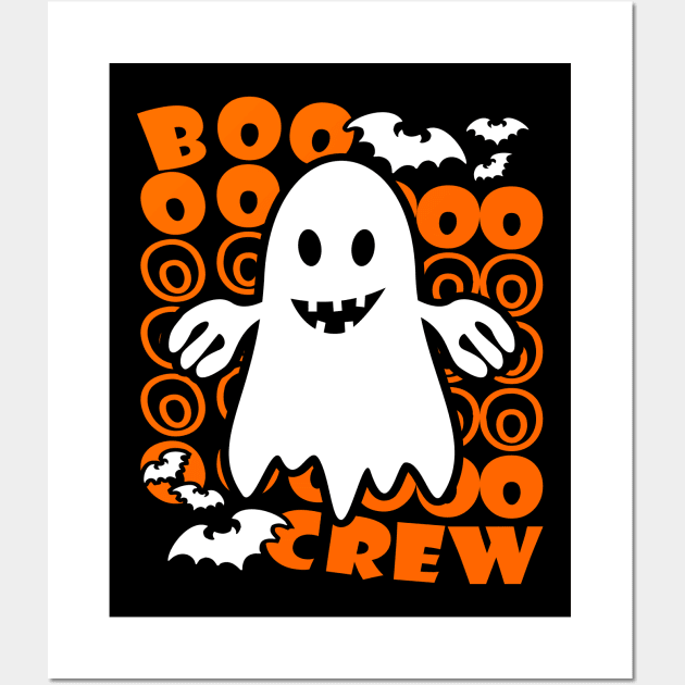 Boo Crew Halloween Ghost Text Orange Wall Art by JaussZ